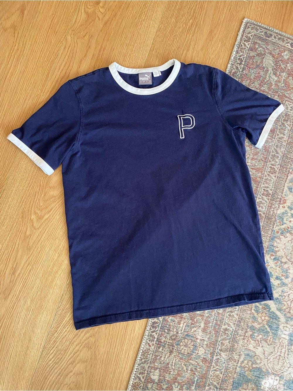 Puma Navy Golf Ringer T-Shirt Men’s Unisex M Retro Athletic Tee 90s Y2K